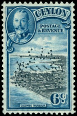 Ceylon 1935 George V 6c perforated Specimen timbres-poste